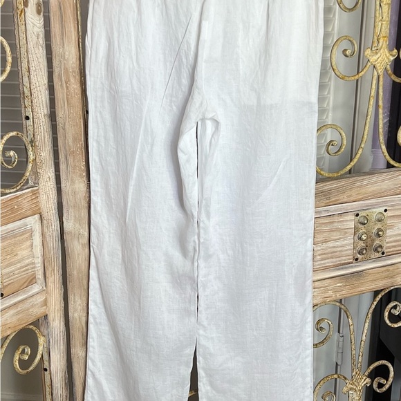 Blue Island Crisp Semi-Sheer White Linen Pants - Picture 3 of 14